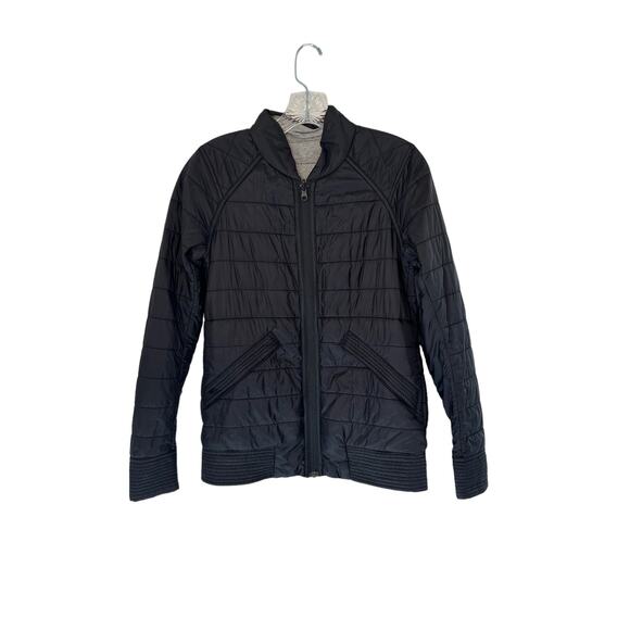Lululemon Black Gray Reversible Lightweight The Bomb Bomber Jacket Size‎ 4 - Picture 2 of 15